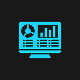 Website maintenance monitor with wrench and graphs