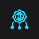 ERP badge with connected nodes icon