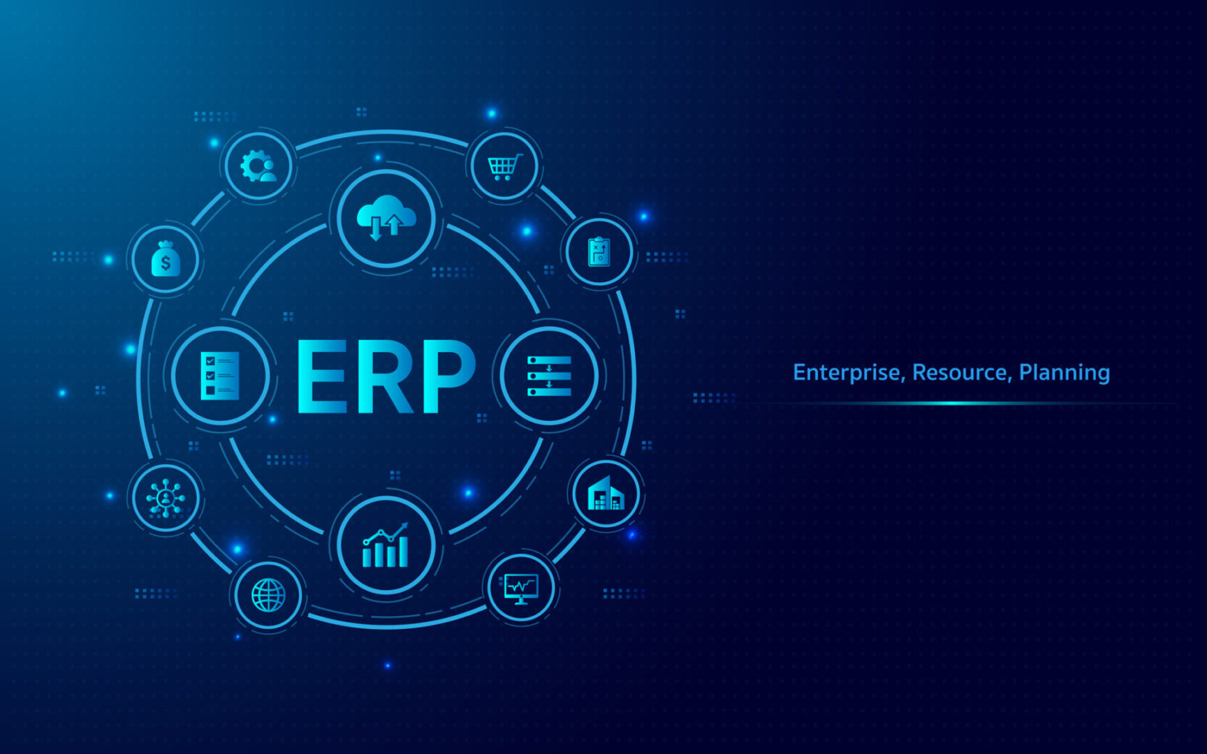 ERP system concept with icons