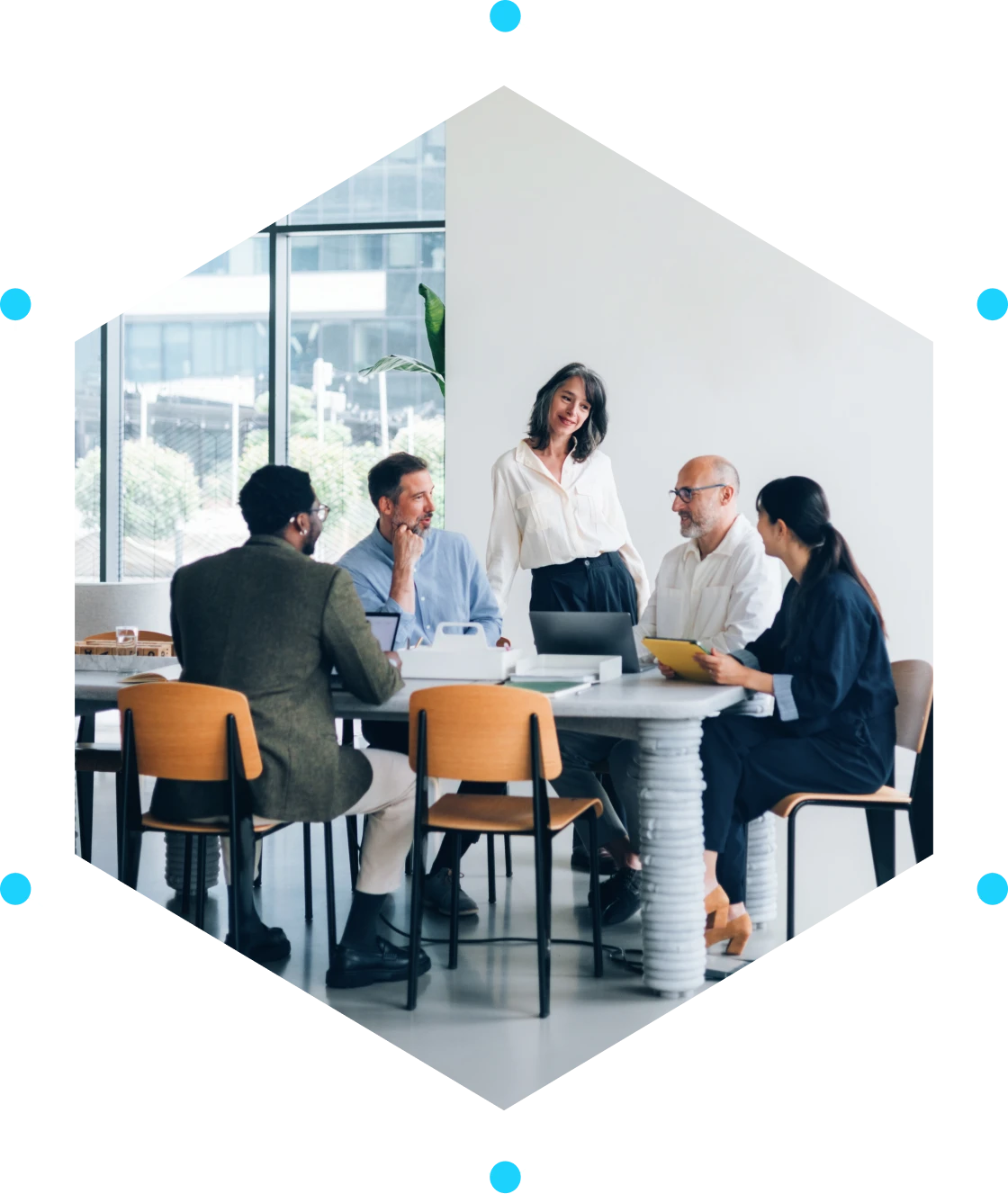 Group discussion with diverse professionals