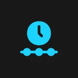 Blue clock and timeline graphic