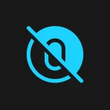 Blue Q symbol with diagonal line